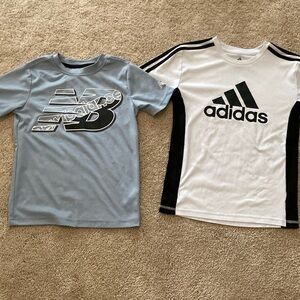 Boys athletic quick dry shirts. New Balance and Adidas. EUC. Size 8.